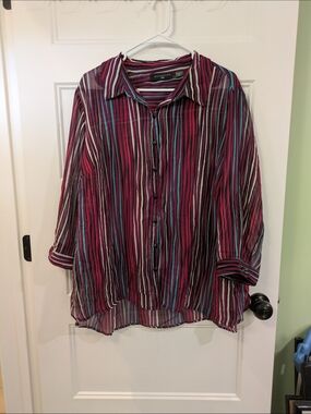 Attention Magenta Striped Button-Up Shirt